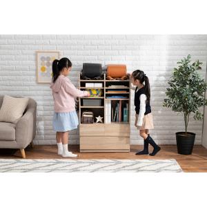 ランドセルラック 棚 学用品収納ラック 引き出し付き キッズ収納 木目調 ランドセル収納 ワゴン 教...