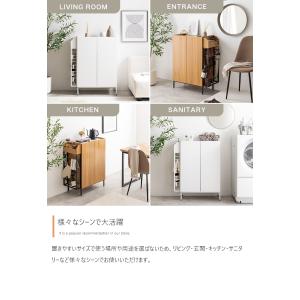 棚 扉付き ラック キャビネット ナチュラルモ...の詳細画像4