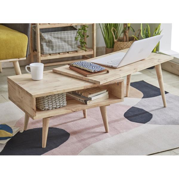 ローデスク 机 おしゃれ ナチュラルモダン ラック 棚 レトロ 木製 ワークテーブル 低ホルムアルデ...