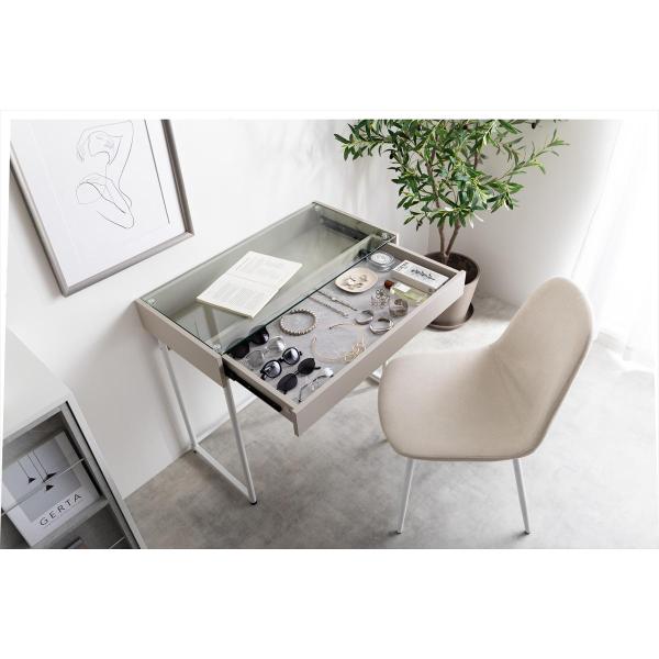 机 デスク ガラス おしゃれ コレクションラック 引き出し 棚 木製 ナチュラルモダン テーブル 8...