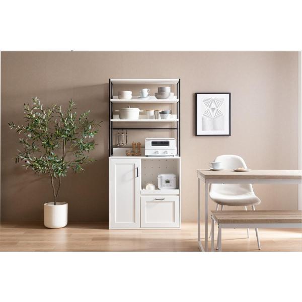 ラック 食器棚 ごみ箱 レンジ台 おしゃれ 北欧モダン キッチン収納 キャスター カップボード 幅8...