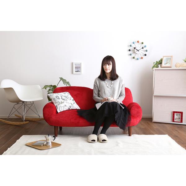 ソファー 2人掛け かわいい 日本製 リクライニング ガーリー ポケットコイル 起毛ファブリック 完...