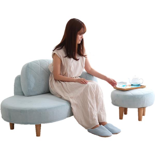 ソファー 1人掛け かわいい パステルカラー コンパクト カウチ おしゃれ ファブリック 完成品 パ...