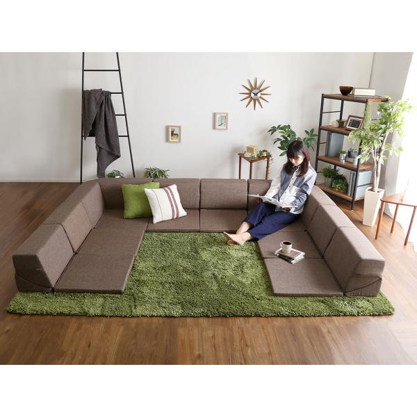 ローソファー 6人掛け リクライニング おしゃれ ナチュラルモダン フロアマット ファブリック 日本...