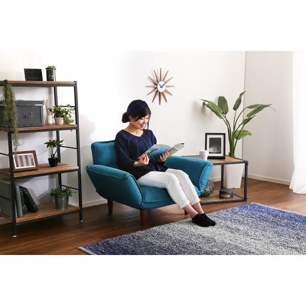 ローソファー 1人掛け おしゃれ リクライニング レトロ ポケットコイル ファブリック 日本製 パー...