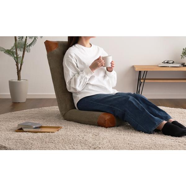 座椅子 ハイバック レトロ リクライニングチェア コンパクト ファブリック おしゃれ コーデュロイ ...