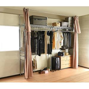 ワードローブ 突っ張り 伸縮 ハンガーラック 棚 クローゼット 衣類収納