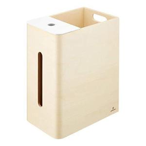 ヤマト工芸 ティッシュボックス ゴミ箱付き 木製 YK15-005 Double Dホワイト>♪ ナチュラル雑貨 北欧風 シンプル 日本製 おしゃれ