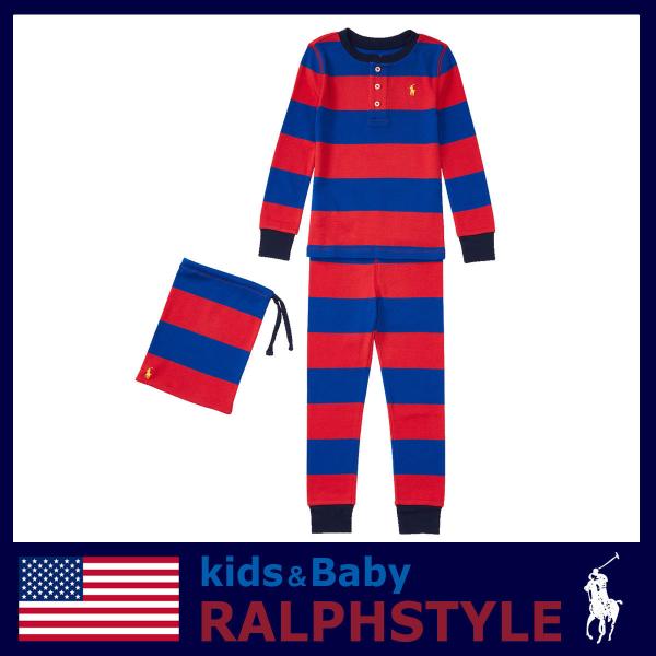 ポロ ラルフローレン 長袖 パジャマセット 綿 SIZE5 115cm ネイビー レッド ボーダー ...
