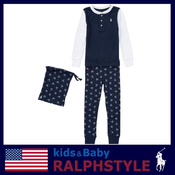 ポロ ラルフローレン パジャマ セット 長袖 子供 ネイビー 紺 収納袋付 キッズ ボーイズ