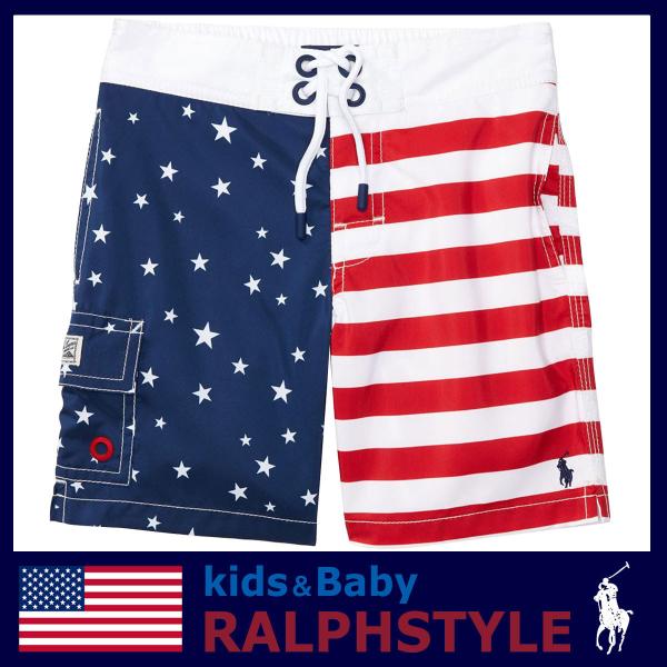 ポロ ラルフローレン 水着 スイムトランクス スイムウェア クラシックポニー アメリカ 星条旗 キッ...