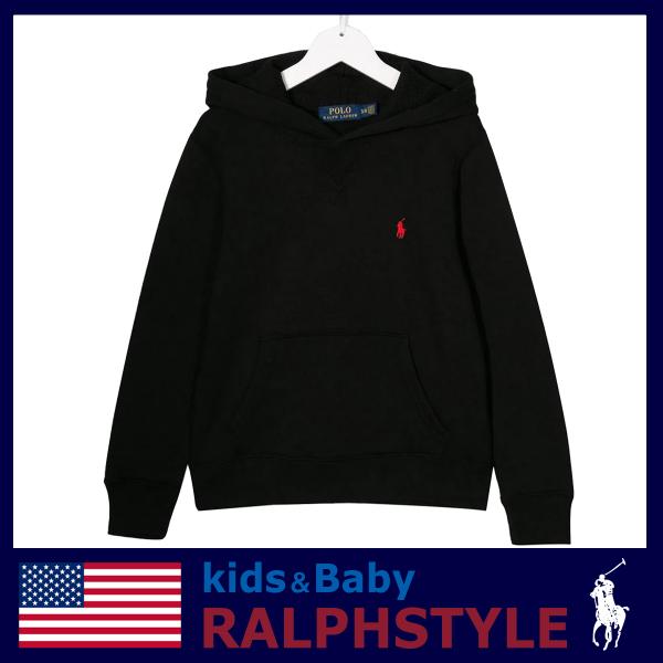 ポロ ラルフローレン 長袖 フードパーカー 裏起毛 ブラック 黒 ジュニア ボーイズ