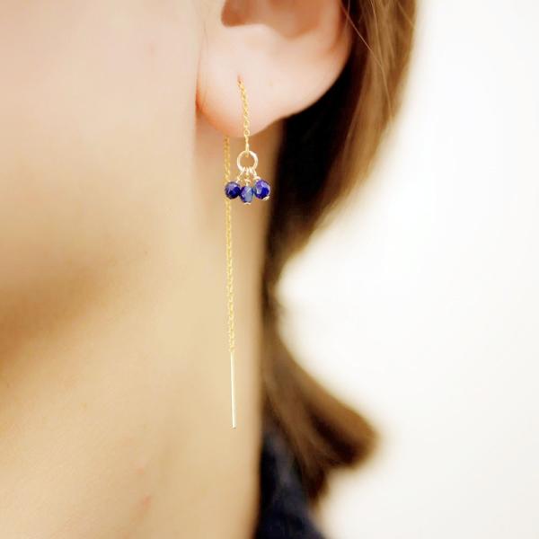 14KGF プチラピスラズリのアメリカンピアス 12月誕生石 イヤリング可 ハンドメイド RALUL...