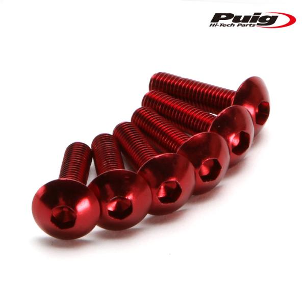 Puig 0550R アルミ ボルト M5×20 (6本セット)【RED】汎用 プーチ ネジ