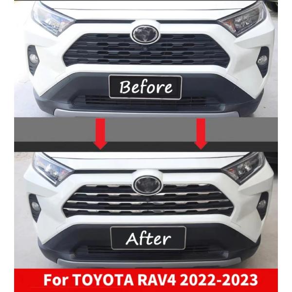 並行輸入品 フロント グリル カバー メッキ ステンレス プロテクター ステッカー トヨタ RAV4...