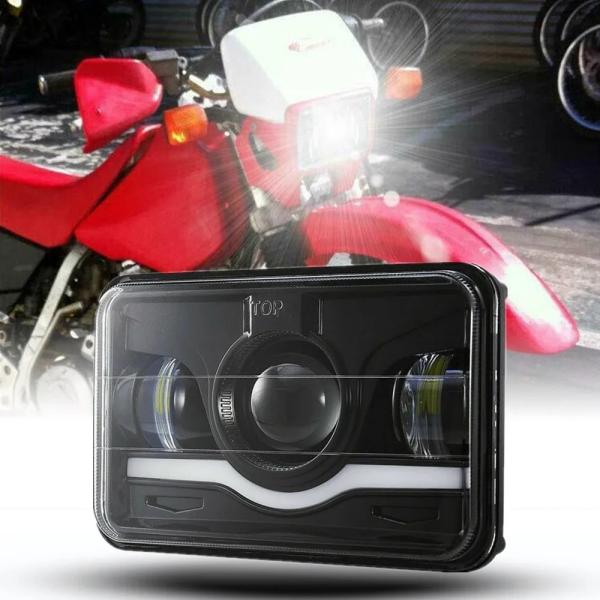 【並行輸入品】 ブラック 4X6 インチ バイク LED ヘッドライト DRL Hi ロー ビーム ...