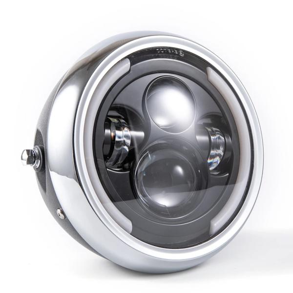 【並行輸入品】 7.5" バイク LED ヘッドライト ハイ ロー ビーム イカリング DRL ヘッ...