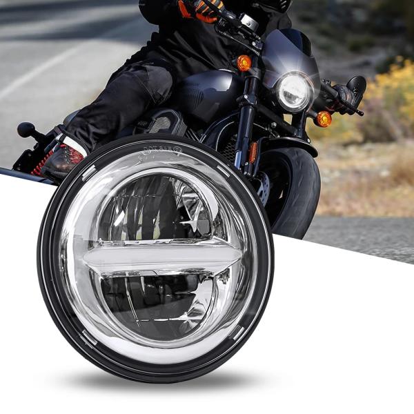 【並行輸入品】 est 5 3/4 インチ バイク 5.75" LED ヘッドライト H4 DRL ...