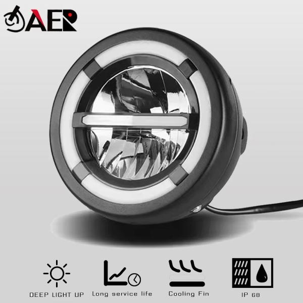 【並行輸入品】 6.5" LED バイク ヘッドライト ヘッドライト アルミ ヘッド ライト Pha...