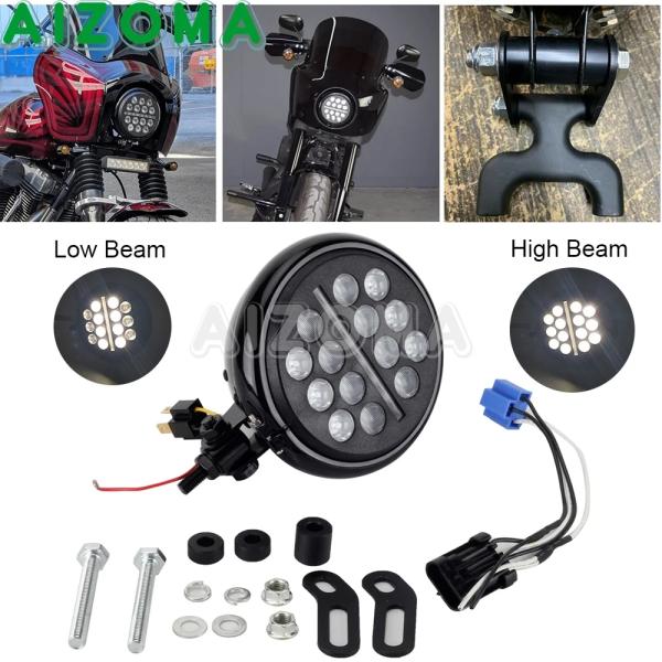 【並行輸入品】 5.75" H4 LED ヘッドライト Hi/Lo ビーム DRL ハーレー ソフテ...