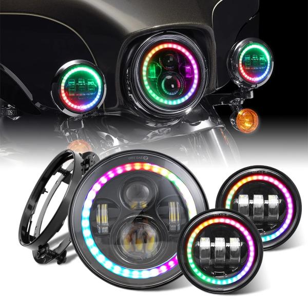 【並行輸入品】 バイク 7" LED Projection ヘッドライト 4.5インチ Halo フ...