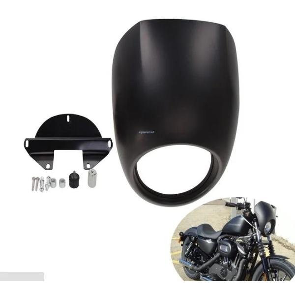 【並行輸入品】 バイク マット ブラック ヘッド ライト フェアリング マスク フロント バイザー ...