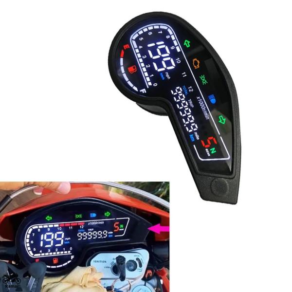 並行輸入品 バイク スピード メーター オイル ゲージ タコメーター デジタル メーター Clust...