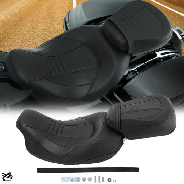 【並行輸入品】 バイク ブラック ドライブr ＆ リア レザー Two Up シート ハーレー ツー...