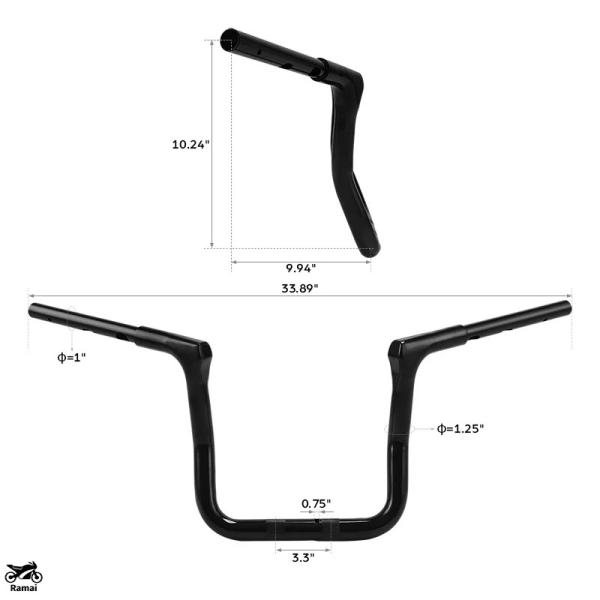 【並行輸入品】 10” 12'' Rise Ape Hanger 1'' ハンドル バー ハーレー ...