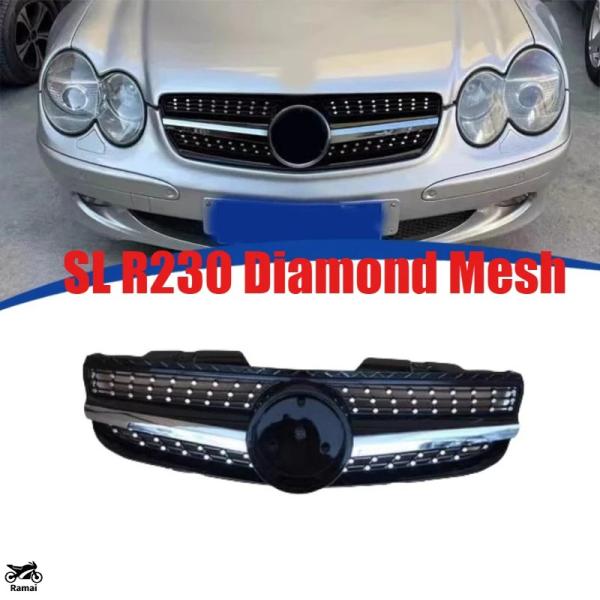 【並行輸入品】 2000年-2009年 SL クラス (R230) グリル マスク ダイアモンド グ...