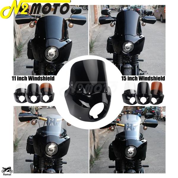【並行輸入品】 ヘッドライト フェアリング W/ 11" 15" 風よけ 風防 ウインドシールド ハ...