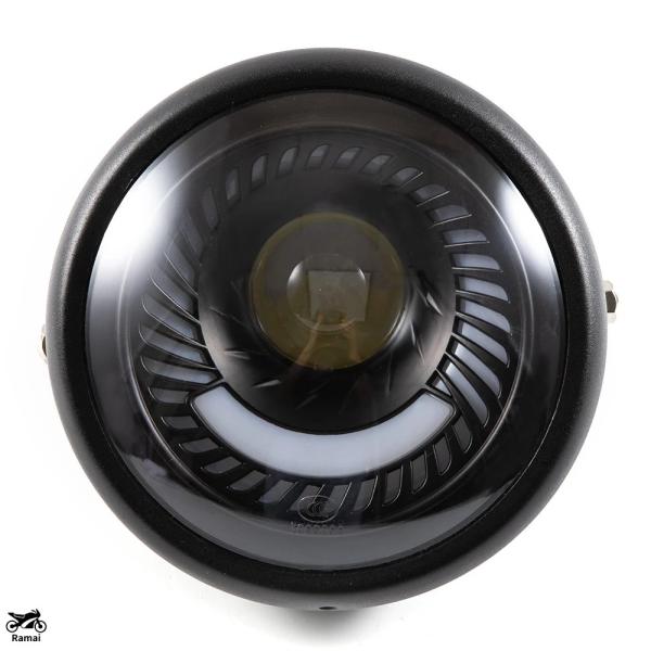 並行輸入品 バイク ヘッドライト ブラック メタル レトロ LED ヘッドライト 12V CG125...