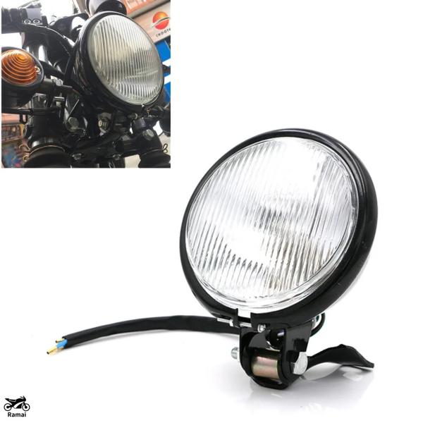 並行輸入品 汎用 レトロ メタル バイク ヘッドライト 5 インチ 35W 12V ホルダー ハーレ...