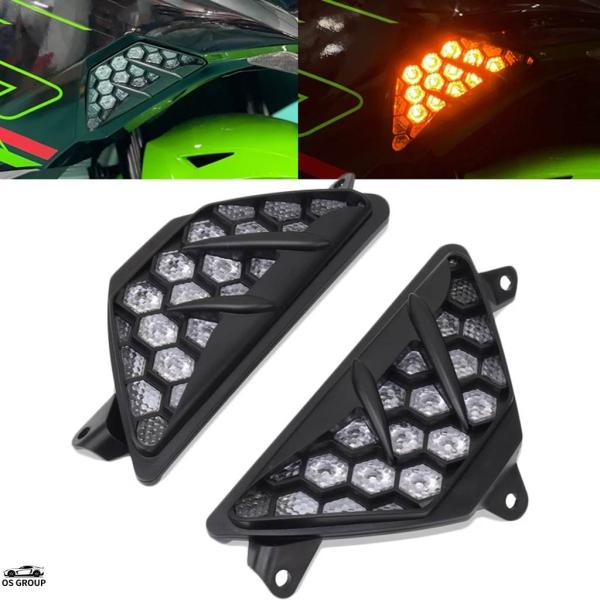 並行輸入品 バイク フロント ウィンカー LED フラッシュ インジケータ― ランプ ニンジャ 25...
