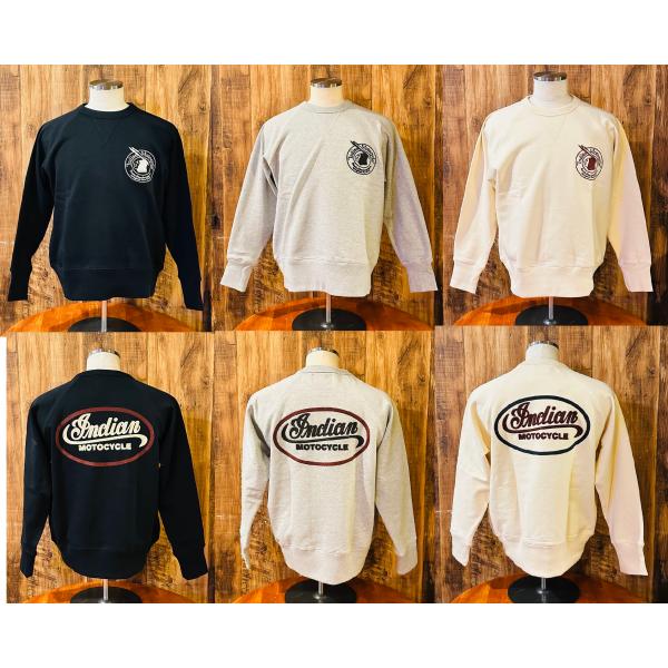【Indian Motocycle】オールチェーン刺繍　スウェットシャツ　Circle logo　3...