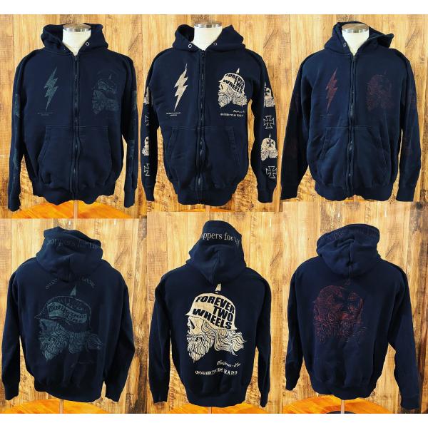 【SKULL FLIGHT】ヴィンテージ加工ジップパーカー　3カラー　スカルフライト　ランブル