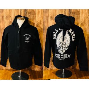 【SKULL FLIGHT】ジップパーカー　HELL ON WHEELS　スカルフライト　ランブル