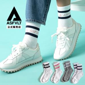 【24年春夏新作】ASFVLT アスファルト【LINE SOCKS】 ソックス 靴下 ライン スニーカーソックス クルーソックス スケートソックス 2本 ロゴ｜ramblebyziema