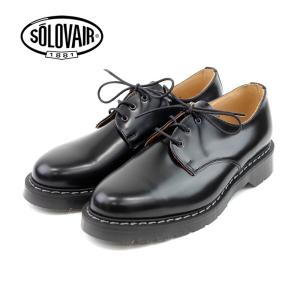 【再入荷】SOLOVAIR ソロベアープレーントゥ 3ホールブーツ 3EYE GIBSON SHOE ブラック メンズシューズ 革靴 カジュアル 紳士靴｜ramblebyziema