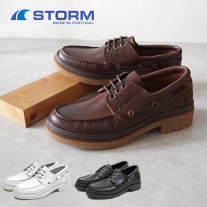 【特典付き】【STORM ストーム】デッキシューズ 【150E NEW PACIFIC】本革 モカシン メンズ スムースレザー ラバーソール カジュアル ブラウン ホワイト 黒｜ramblebyziema