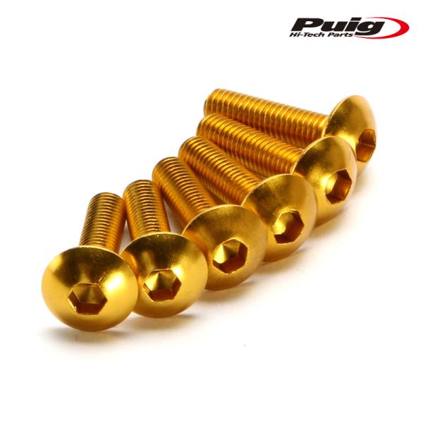 Puig 0550G アルミ ボルト M5×20 (6本セット)【GOLD】汎用 プーチ ネジ