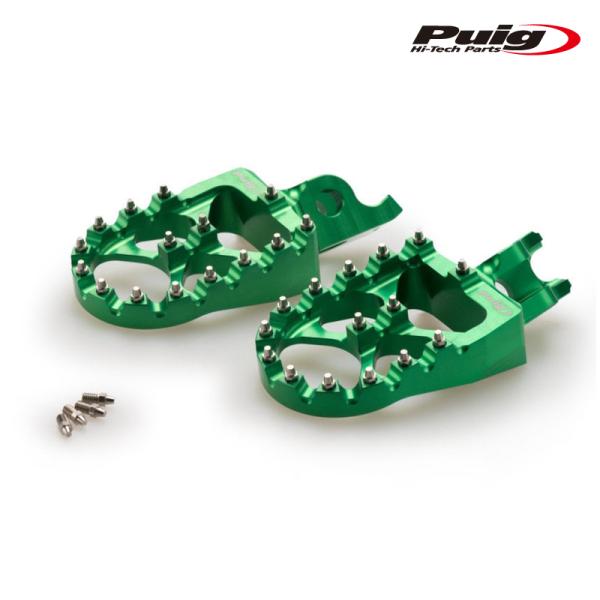 Puig 20557V FOOTPEGS OFF-ROAD [GREEN] KAWASAKI KX2...