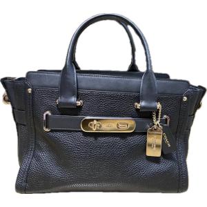 COACH コーチ ハンドバッグ黒レザー【中古】