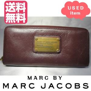 マークバイマークジェイコブス ラウンドジップ長財布 ダークパープル レザー 中古 USED 送料無料 即日発送 MARC by marc Jacobs｜randb-store