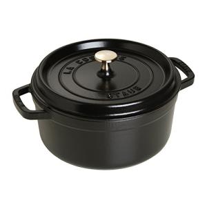 staub ストウブ 「 ココット ラウンド ブラック 22cm 」 両手 ホーロー 鍋 IH対応 【日本正規販売品】 La Cocotte Round 40509-305｜randomstore