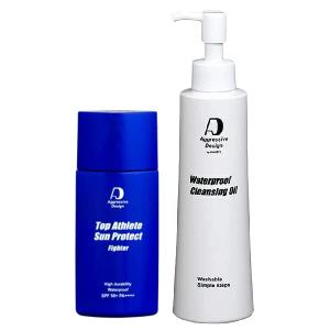 アグレッシブデザイン Top Athlete Sun Protect Fighter 62g ＆ ウォータープルーフ クレンジングオイル 200ml セット