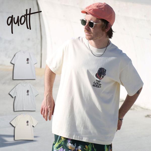 QUOLT カットソー クルーネック 6.2oz プレミアムコットン プリント 半袖 Tシャツ ユニ...