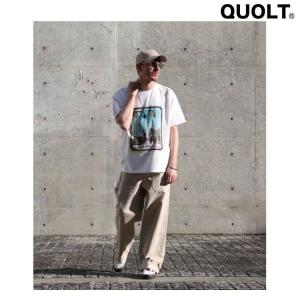 クオルト プリント 半袖 Tシャツ QUOLT カットソー クルーネック 綿100% ユニセックス アウトドア SUNROAD WHITE 通勤 通学 旅行 フェス プレゼント｜rankutsudou