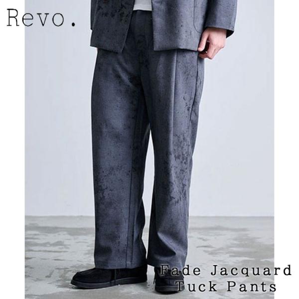 タックパンツ メンズ イージーパンツ ワイドストレート スラックス パンツ フルレングス フェードジ...