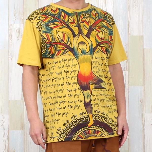 Tシャツ ヨガウェア メンズ レディース 大きいサイズ エスニック メディテーション 瞑想 ツリーオ...